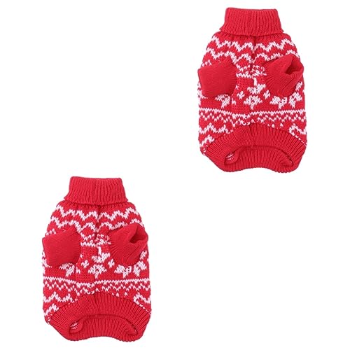 INOOMP 2St Welpenkleidung weihnachtsdeko Christmas Decorations Welpen äntel warme Hundehemden des rosa Hundes Weihnachtspullover Winterkleidung für Hunde Haustier Hund Mantel rot von INOOMP