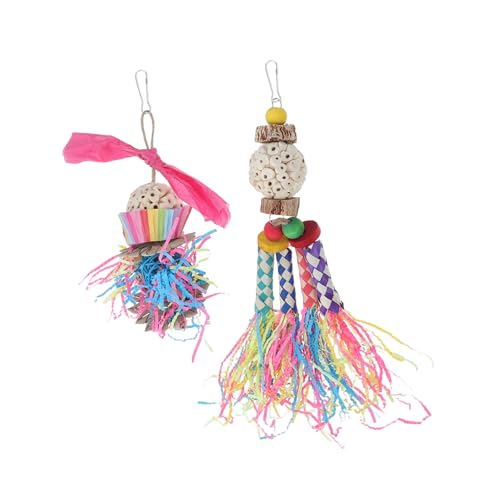 INOOMP 2stücke Vogel Spielzeug Für Kleinnager Und Papageien Bunte Kauspielzeuge Für Wellensittiche Nymphensittiche Liebesvögel Und Andere Kleine Vögel Fördert Natürliche von INOOMP