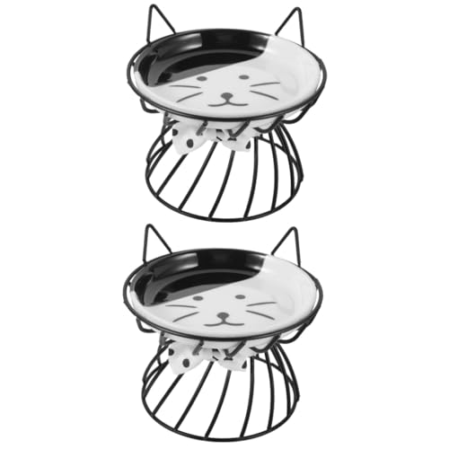 INOOMP 2St Katzennapf mit hohem Hals erhöhter Katzennapf erhöhte näpfe für Katzen Elevated cat Bowl erhöhte katzennäpfe Katzenteller für Futter Ständer für Katzennapf Flacher Mund Keramik von INOOMP