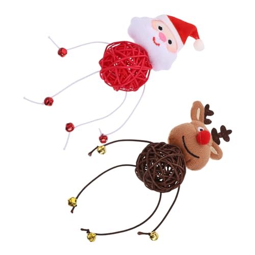 INOOMP Interaktives Weihnachts-katzenspielzeug 2 Stück Kätzchenpuppe Spielzeug Aus Rattan für Die Beweglichkeit Von Katzen von INOOMP