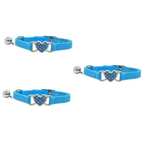 INOOMP 3 STK Katzenhalsband Kätzchenhalsband Kettenhalsband für Herz- Kätzchenbedarf Katzenhalsbänder mit Katzenglocke -Bling- Katzenkette aus Strass von INOOMP