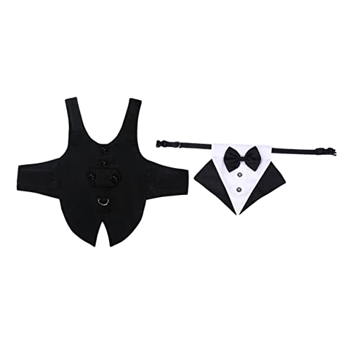 INOOMP 3 Sätze Hundeanzug Hochzeitsanzug Hochzeitsgast Kleid Sommer Hunde Anzug hundekostü Kleider Anzüge Geburtstagsgeschenk Hundebandana und Anzug Haustier Hund Passen Halsband Schal von INOOMP