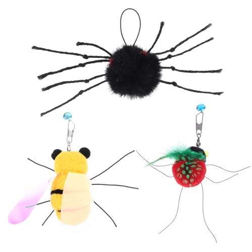 INOOMP 3stücke Teiliges Interaktive Katzen-spielzeuge Weichem Plüsch Nachfüllpack Für Katzenangeln Mit Insektenmotiven Biene Marienkäfer Für Indoor-Katzen von INOOMP
