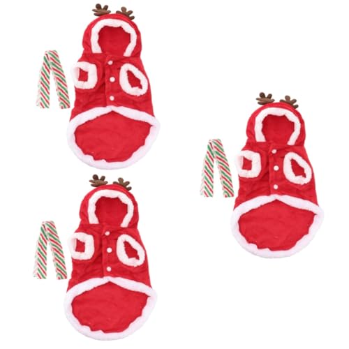 INOOMP Hund Weihnachten Kleid 3 Stück Festliche Haustierkleidung Flanell Haustierkostü Weihnachten Haustier Hundekleidung Weihnachts Haustierkleidung Welpen Kapuzenmantel von INOOMP