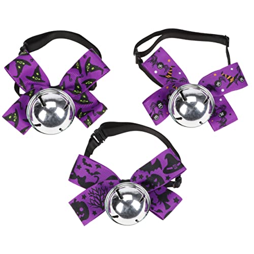 INOOMP 3stücke Teiliges Halloween Haustier Mit Glocke Verstellbares Und Hundehalsband Mit Niedlichem Fliegenmuster Und Tiefem Glockenklang Für Halloween-Partys Und Täglichen Gebrauch von INOOMP
