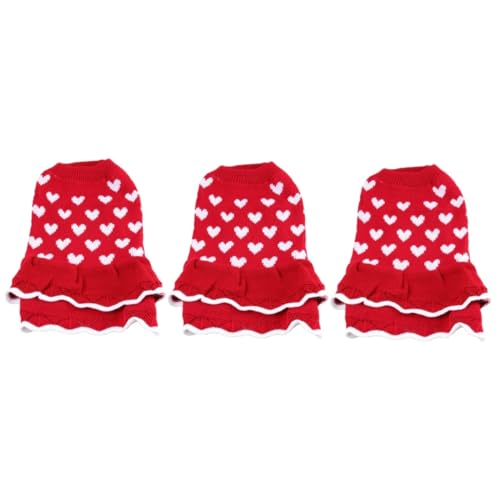 INOOMP Weihnachtskostuem Hunde 3 Stück Haustier Shirts Haustier Hundekleidung Heimtierbedarf Haustierkleidung Welpenrock Hunderock Hunde Weihnachten Herz von INOOMP
