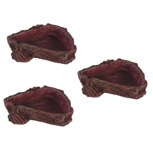 INOOMP 3stücke Resin Futternapf Für Reptilien Imitation Baumrinde Wasserschale Für Echsen Frösche Und Spinnen Kompakte Futter Und Trinkschale Für Terrarien von INOOMP