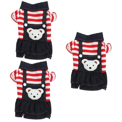 INOOMP 3-teiliges Entzückendes Rot Gestreiftes Hundekleid Für Haustiere Hundebekleidung Haustiergröße 12 von INOOMP