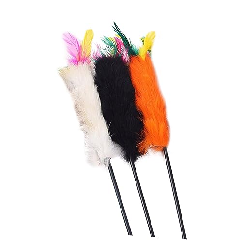 INOOMP 3stücke Bunte Katzenangel Kaninchenhaar Interaktives Katzenspielzeug Für Kätzchen Zufällige Farben Und von INOOMP