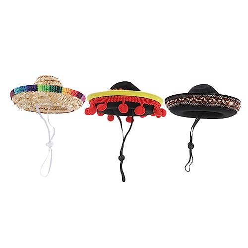 INOOMP 3 Stück Teiliges Halloween Haustier Kostümset mit Mexikanischem Sombrero Hut Weiche Bequeme Cosplay Mütze für Kleine Hunde und Katzen als Foto Requisite und Partyzubehör INOOMP 3 Stück Teiliges Halloween Haustier Kostümset mit Mexikanischem Sombrero Hut Weiche Bequeme Cosplay Mütze für Kleine Hunde und Katzen als Foto Requisite und Partyzubehör von INOOMP