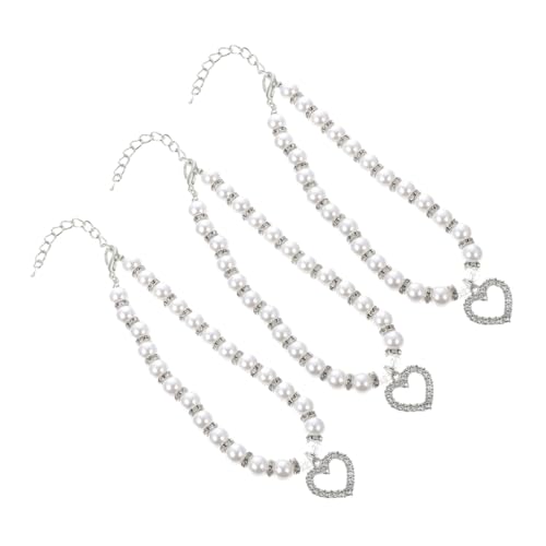 INOOMP 3 Stück Verstellbare Hundehalsbänder mit Herz-strassanhänger Imitationsperlen Katzenhalskette Leichtes Hautfreundliches Schmuck Kleine und Mittelgroße Hunde und Katzen für Hochzeit INOOMP 3 Stück Verstellbare Hundehalsbänder mit Herz-strassanhänger Imitationsperlen Katzenhalskette Leichtes Hautfreundliches Schmuck Kleine und Mittelgroße Hunde und Katzen für Hochzeit von INOOMP