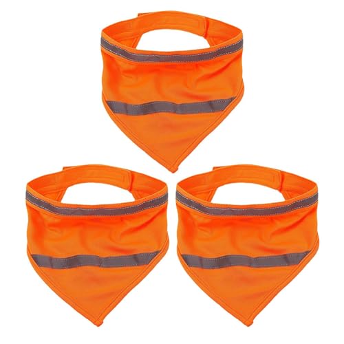 INOOMP 3 Stück reflektierende Hundehalstücher – orangefarbenes Halsband, dreieckiges Lätzchen, gut sichtbares Hundezubehör für die Jagd, Spaziergänge, Nachtsicherheit, L von INOOMP