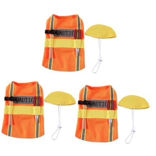 INOOMP 3 Teilige Kleidung Für Haustiere Hundekleidung Kostüme Für Große Hunde Orangefarbene Dekorationen Ingenieur Aussehen Welpenkostü Winter Tanktop Zarte Welpenkleidung von INOOMP