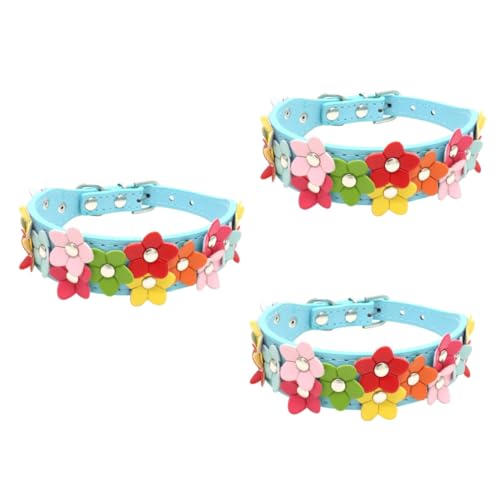 INOOMP 3 Stück Hundehalsband Mit Blumendekor Größe S Haustierhalsband Für Hunde Rinde Pu-Legierung von INOOMP