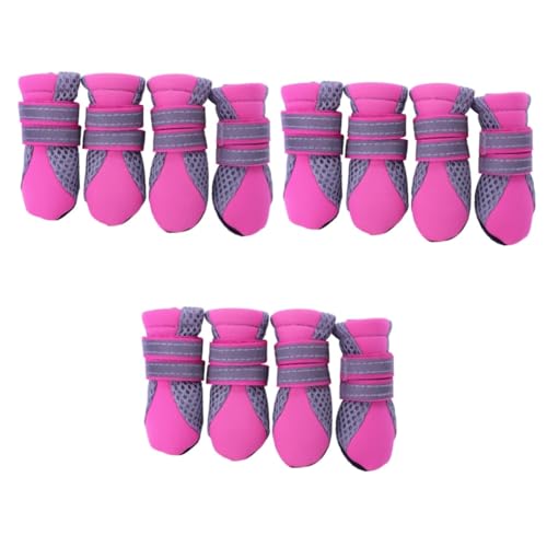 INOOMP 3stücke Sommerliche Atmungsaktive Hundeschuhe Für Kleine Hunde rutschfeste Sohle Verstellbarer Verschluss Für Und Outdoor-aktivitäten Rosa s von INOOMP