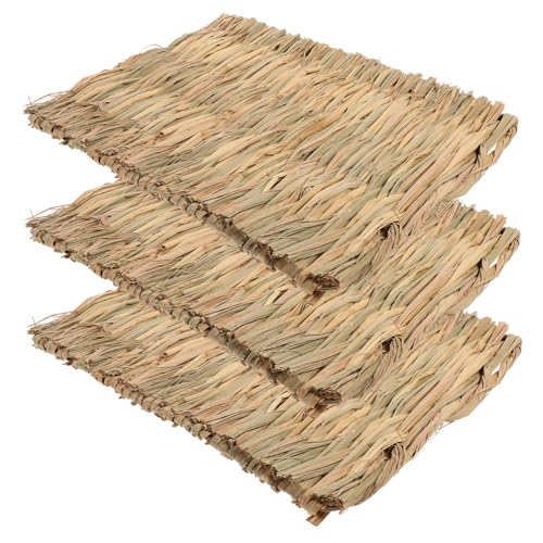 INOOMP Matte Aus Natürlichem Gras Gewebte Bettmatte Für Kleintiere Weich Und Bequem 3er-Pack Für Hasen Und Hamster INOOMP Matte Aus Natürlichem Gras Gewebte Bettmatte Für Kleintiere Weich Und Bequem 3er-Pack Für Hasen Und Hamster von INOOMP