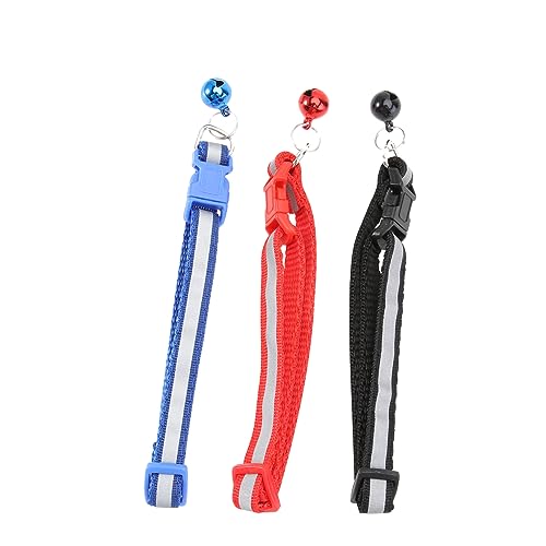 INOOMP 3stücke Reflektierendes Haustierhalsband Verstellbar Mit Glöckchen Für Katzen Welpen Kleine Hunde Rot Blau Schwarz Leuchtendes Hundehalsband INOOMP 3stücke Reflektierendes Haustierhalsband Verstellbar Mit Glöckchen Für Katzen Welpen Kleine Hunde Rot Blau Schwarz Leuchtendes Hundehalsband von INOOMP