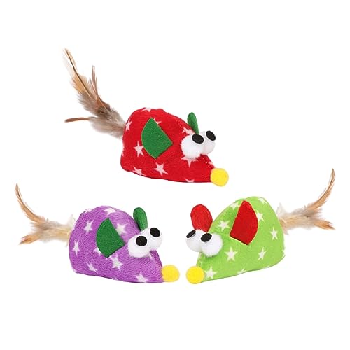 INOOMP Katzenspielzeug-Set 3-teilig Federmäuse für Katzen Im Innenbereich Kätzchenspielzeug Zum Knabbern INOOMP Katzenspielzeug-Set 3-teilig Federmäuse für Katzen Im Innenbereich Kätzchenspielzeug Zum Knabbern von INOOMP