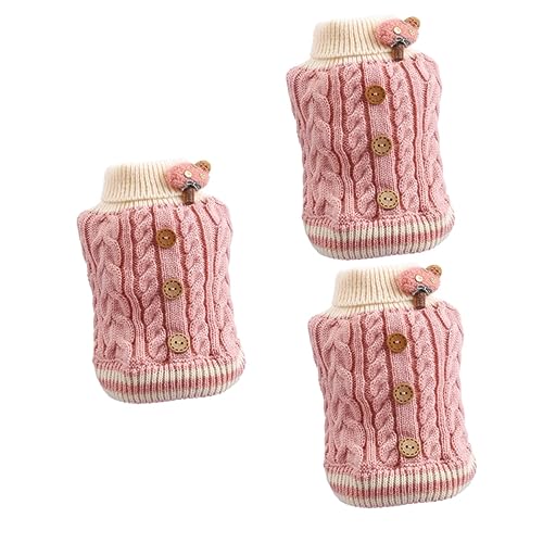 INOOMP 3St Welpenweste aus Baumwolle kleine hundekleidung Katzenkleidung Warmhaltender Hundepullover Cartoon-Hoodies hundemantel Dog Raincoat Katzenkostüm warme Hundekleidung Stoff Rosa von INOOMP