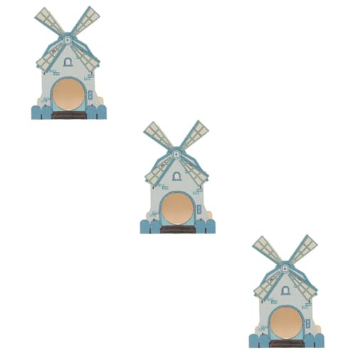 INOOMP 3St Hamster-Windmühlenhaus Hamsterversteck Hütte Schlafhaus für Igel Hamster Spielzeug hamsterspielzeug dekoratives Rattenversteck verschleißfestes Rattenhaus Goldener Bär Zubehör von INOOMP