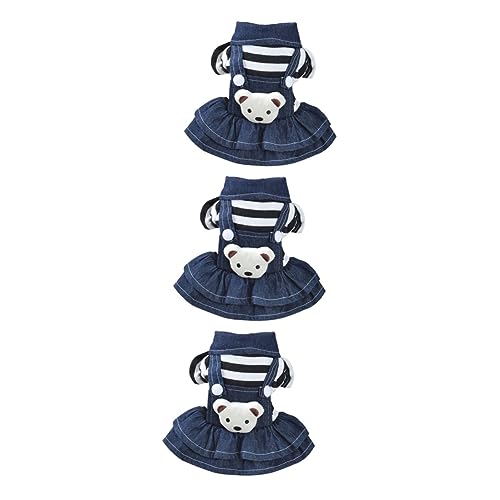 INOOMP 3st Haustierbekleidung Hundekostüme Für Klein Welpenkleid Für ädchen Gestreifter Hundemädchenrock Geburtstag Hundekleid Hundebekleidung Für Kleine Hunde Sommerkleidung Für Hunde von INOOMP