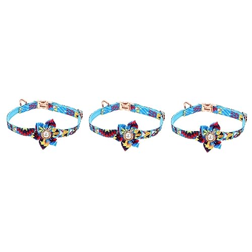 INOOMP 3stücke Verstellbares Haustierhalsband Mit Blumenmotiv Atmungsaktives Katzen Und Hundehalsband Metallverschluss Für Feiern Und Besondere Anlässe von INOOMP