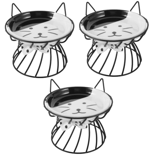 INOOMP 3St Katzennapf mit hohem Hals Elevated cat Bowl erhöhte katzennäpfe Futternäpfe für Haustiere erhöhter Katzennapf Katzengeschirr erhöhter Futternapf für Katzen Keramik Zubringer von INOOMP