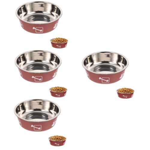 INOOMP 4 Stück Edelstahlschüssel für Haustiere pet Feeder pet Water Bowl Wassernapf für Haustiere Haustiernapf aus Edelstahl Futternapf für Hunde Indoor Hundenapf Futterspender für Welpen von INOOMP