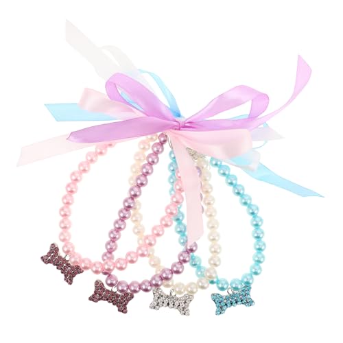 INOOMP 4 Stück Halskette Mit Haustierperlen Halskette Für Haustiere Hundehalsbandkette Haustierschmuck Für Katzen Kätzchen Kragenanhänger Necklace Dog Tierhalszauber von INOOMP