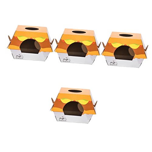 INOOMP Katzenkratzhaus 4 Stück Hamburger Katzennest Lustiges Kratzbrett Kratzspielzeug Für Katzen Kätzchenkratzer Outdoor-spielset Kreativer Katzenkratzer Wellpapier Katzenhaus Aus Papier Draussen von INOOMP