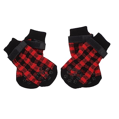 INOOMP 4stücke rutschfeste Haustiersocken Für Hunde Warme Weihnachts-socken Mit Anti-rutsch-Boden Für Kleine Hunde Schutz Für Pfoten Und Möbel Für Drinnen Und Draußen von INOOMP