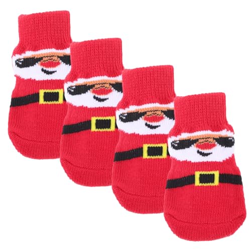 INOOMP 4stücke Atmungsaktive Weihnachts-hundesocken rutschfeste Pfotenschutzsocken Für Haustiere Warmes Und Elastisches Design Für Kleine Hunde Und Katzen Für Winter von INOOMP