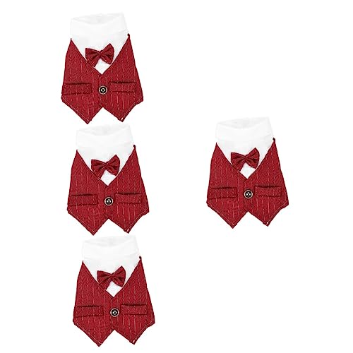 INOOMP 4 Stück Haustieranzug Jungen-Outfit formelles Hemd der Katze hundeanzug Hunde Anzug deko Abendkleider für Frauen formell Katzenkostüm Formelle Kleidung für Hunde Shirt Krawatte rot von INOOMP