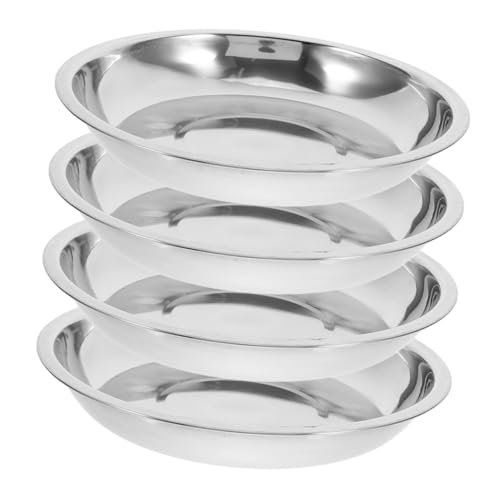 INOOMP 4 Stück Haustiernapf Aus Edelstahl Hundenäpfe Aus Metall Katzennäpfe Aus Metall Heavy Dut Hundeschale Haustierutensilien Katzenwasserschale Katzennapf Rostfreier Silber von INOOMP