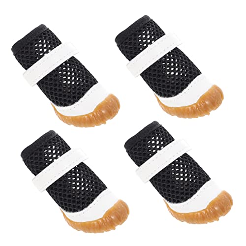 INOOMP Atmungsaktive Hundeschuhe Aus Netzstoff 4-teilig für Welpen – Hundeschuhe Bequem Atmungsaktiv Haustier-hundeschuhe Schwarz 2 Größen von INOOMP