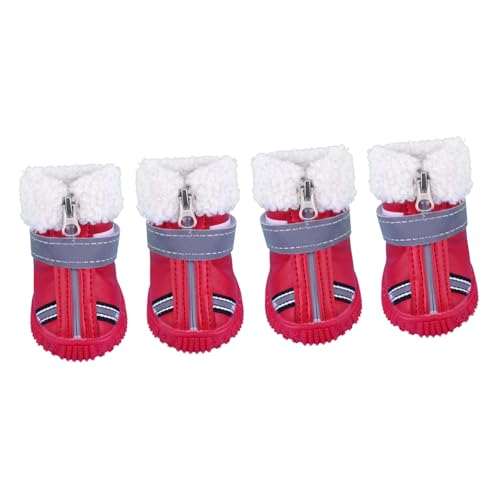 INOOMP 4 Stück Herbst Winter Hundeschuhe Hundestiefel mit Reißverschluss Socken Geschenk Winterschuhe für Hunde Paws pfotenschutz Haustier Chihuahua-Schuhe Hundepfotenschutz der Hund rot INOOMP 4 Stück Herbst Winter Hundeschuhe Hundestiefel mit Reißverschluss Socken Geschenk Winterschuhe für Hunde Paws pfotenschutz Haustier Chihuahua-Schuhe Hundepfotenschutz der Hund rot von INOOMP