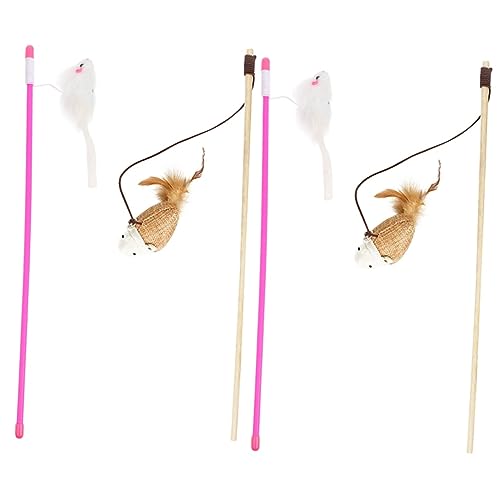 INOOMP 4stücke Interaktive Katzenangel Mit -Design Spielzeug Für Katzen Und Kätzchen Fördert Bewegung Und Spielverhalten Langeweile Und Sorgt Für Spaß von INOOMP