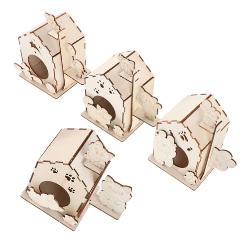 INOOMP 4 Stück Leeres Unbehandeltes Holz Vogelhaus Für DIY Graffiti Malset Nistkasten Für Kleine Vögel Für Die Gartendekoration Im Freien von INOOMP
