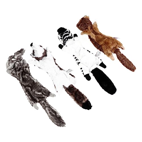 INOOMP 4stücke Teiliges Interaktives Quietschspielzeug Für Hunde Langlebige Plüschige Kauspielzeuge Für Gesunde Beschäftigung Und Stressabbau Zebra Und Grauwolf von INOOMP