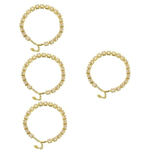 INOOMP 4 Stück Stilvolle Haustierkette Welpenhalsband Hundehalsband Verbinden Zarte Hundekette Kragen Trendiges Hund Aus Strass Kettenhalsband Haustierzubehör Stahl Goldkette von INOOMP