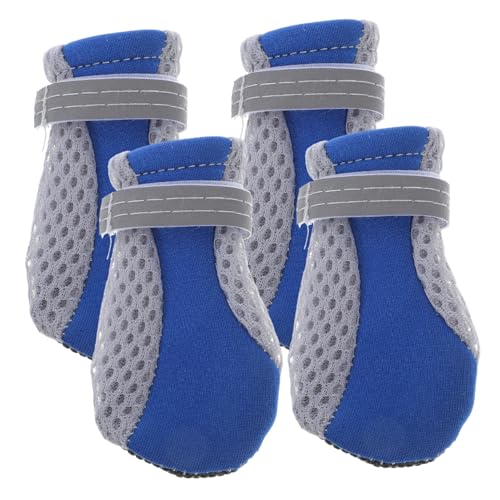 INOOMP 4 Stück Teiliges Atmungsaktives Hundeschuh Rutschfester Sohle Leichter Schutz für Kleine Hunde Geeignet für Spaziergänge und Outdoor aktivitäten Komfortabel und Modisch in Blau S INOOMP 4 Stück Teiliges Atmungsaktives Hundeschuh Rutschfester Sohle Leichter Schutz für Kleine Hunde Geeignet für Spaziergänge und Outdoor aktivitäten Komfortabel und Modisch in Blau S von INOOMP