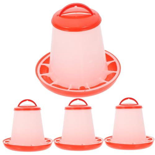 INOOMP 4 Stück Teiliges Geflügelfutterautomat aus Robustem Automatischer Futterspender mit Deckel Leicht zu Reinigen für Hühner Küken und Tauben Praktischer Futtertrog zur Fütterung von INOOMP