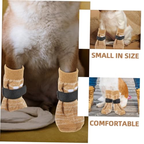INOOMP 4 Stück Teiliges Hundepfoten schutzsocken rutschfeste Atmungsaktive Hundesocken mit Verstellbarem Klettband Kompakt und Vielseitig für Innen Außengebrauch Pfotenschutz bei Kälte von INOOMP