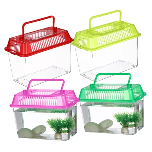 INOOMP 4 Stück Tragbare Plastik Aquarien mit Lüftungsdesign Transparentes Zuchtbecken für Schildkröten Reptilien und Hamster Handliches Terrarium für Gesunde Tierhaltung INOOMP 4 Stück Tragbare Plastik Aquarien mit Lüftungsdesign Transparentes Zuchtbecken für Schildkröten Reptilien und Hamster Handliches Terrarium für Gesunde Tierhaltung von INOOMP