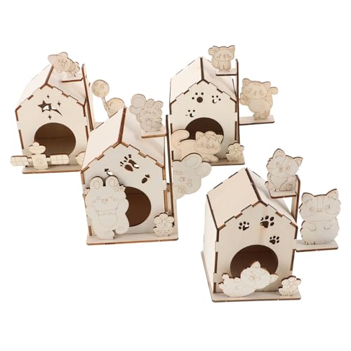 INOOMP 4 Teiliges Vogelhaus Set Zum Selbermachen Aus Holz Zum Bemalen Unbemaltes Vogelklotz Für Kreative Kunstbedarfsartikel Für Hinterhof Und Garten INOOMP 4 Teiliges Vogelhaus Set Zum Selbermachen Aus Holz Zum Bemalen Unbemaltes Vogelklotz Für Kreative Kunstbedarfsartikel Für Hinterhof Und Garten von INOOMP