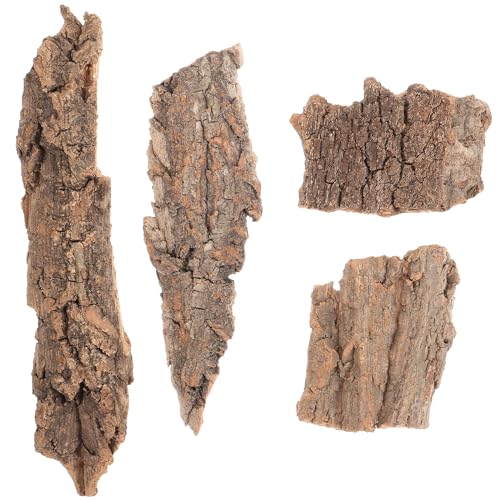 INOOMP 4-teiliges Reptilienrindendekor, Baumrinden-kletterplattform, Terrarienzubehör für Eidechsen, Geckos, Schildkröten, Hellbraun von INOOMP