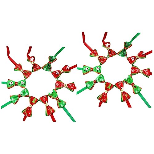 INOOMP 2 Sets Einzigartiges Mit Weihnachtsmotiv Und Schleife Für Haustiere Hunde Und Fliege Haustier-Halskette Verstellbar Für Komfort Langlebiges Material 20 Stück X 2 von INOOMP