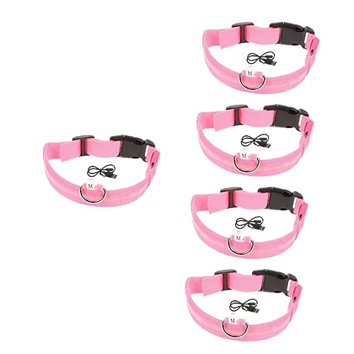 INOOMP 5 Sätze Hundehalsband USB-Ladehalsband für Hunde Kleiner Hund leucht Halsband Leuchthalsband Halsband für Welpen Leuchtendes Halsband für Haustiere Haustier Katze schmücken Rosa von INOOMP