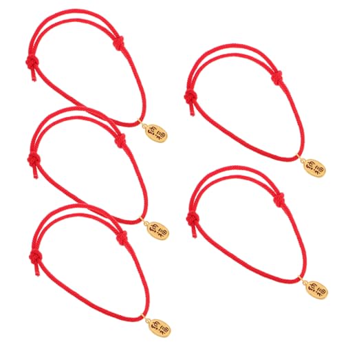 INOOMP 5stücke Haustierhalsband Rotes Seil Für Katzen Und Hunde Flexibler Strickhalsband Mit Klangsignal Für Täglichen Gebrauch von INOOMP