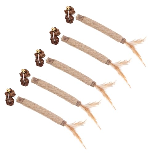 INOOMP 5stücke Katzenkau Und Spielzeugset Interaktive Molarsticks Mit Feder Und Wellen Für Indoor-Katzen Und Kätzchen Fördert Gesunde Zahnreinigung Und Spielerische Aktivität von INOOMP